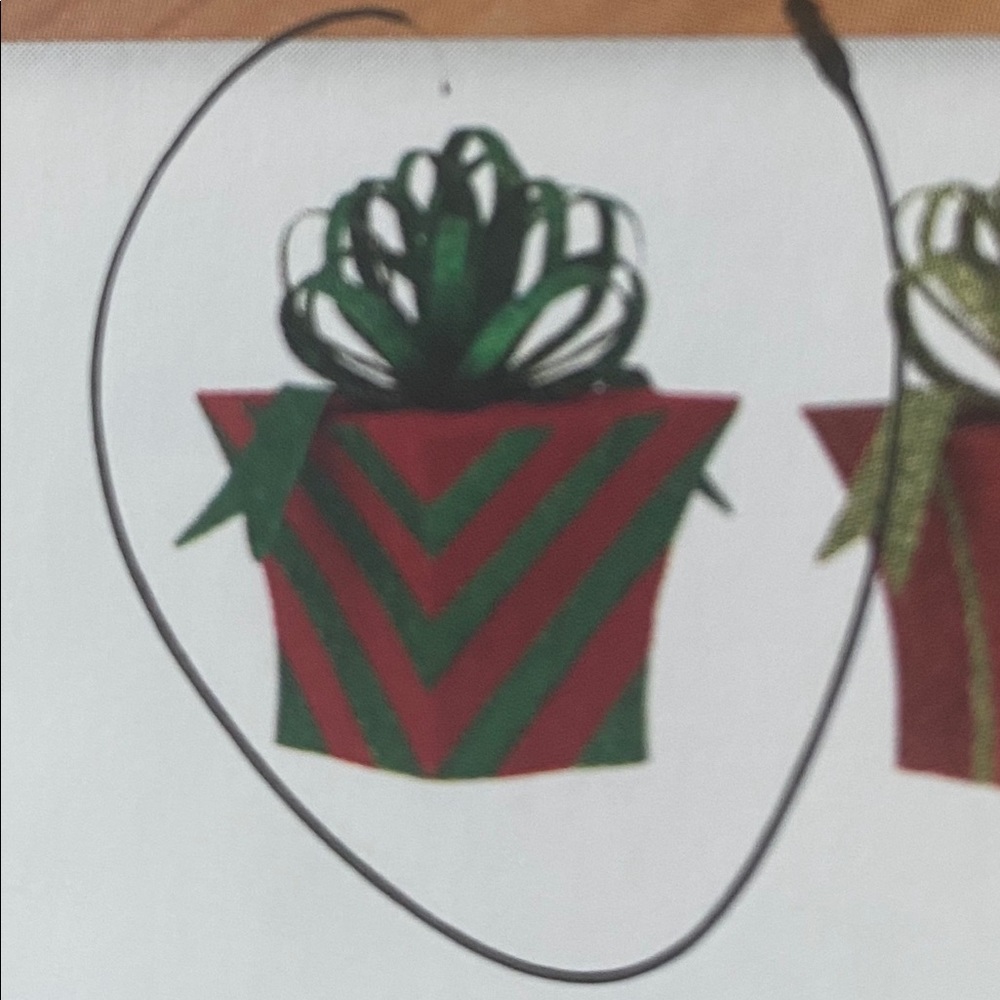 Raz Christmas Flocked Present Ornament red green